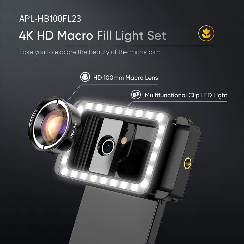 apexel-100mm-makro-objektiv-handy-fl23hb100-mit-fill-light image 3