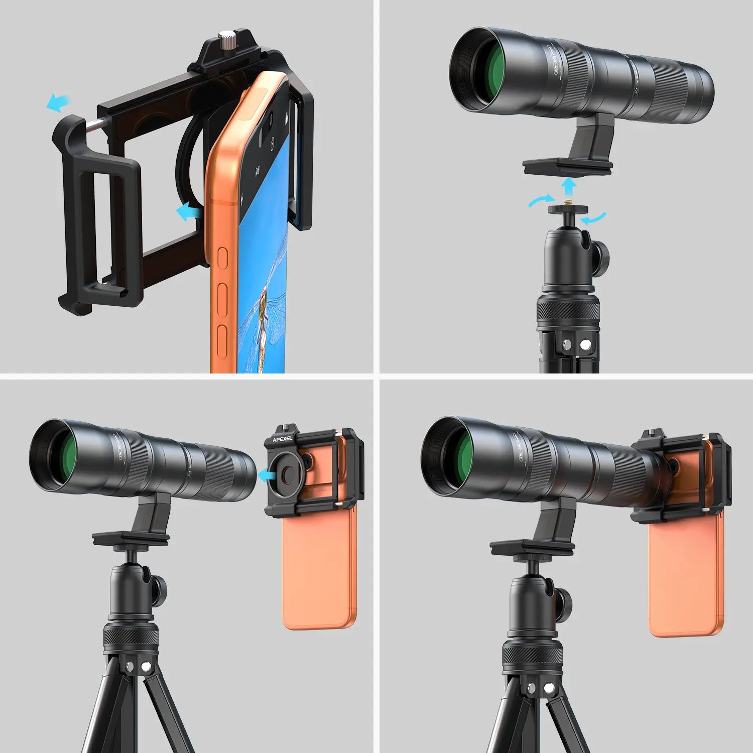 apexel-telecular-20-60x-tele-objektiv-stativ-kit-37mm image 8