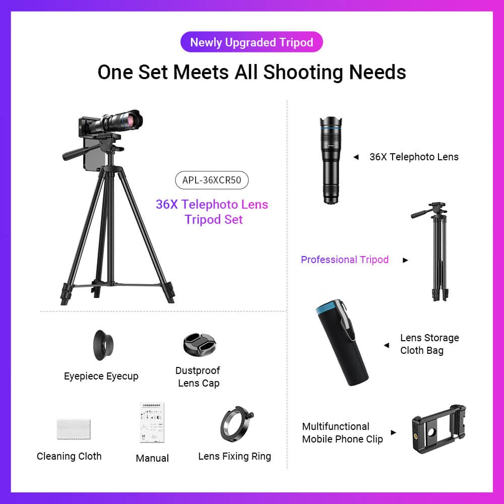 apexel-36x-pro-teleobjektiv-handy-set-mit-stativ-standard-kit image 8