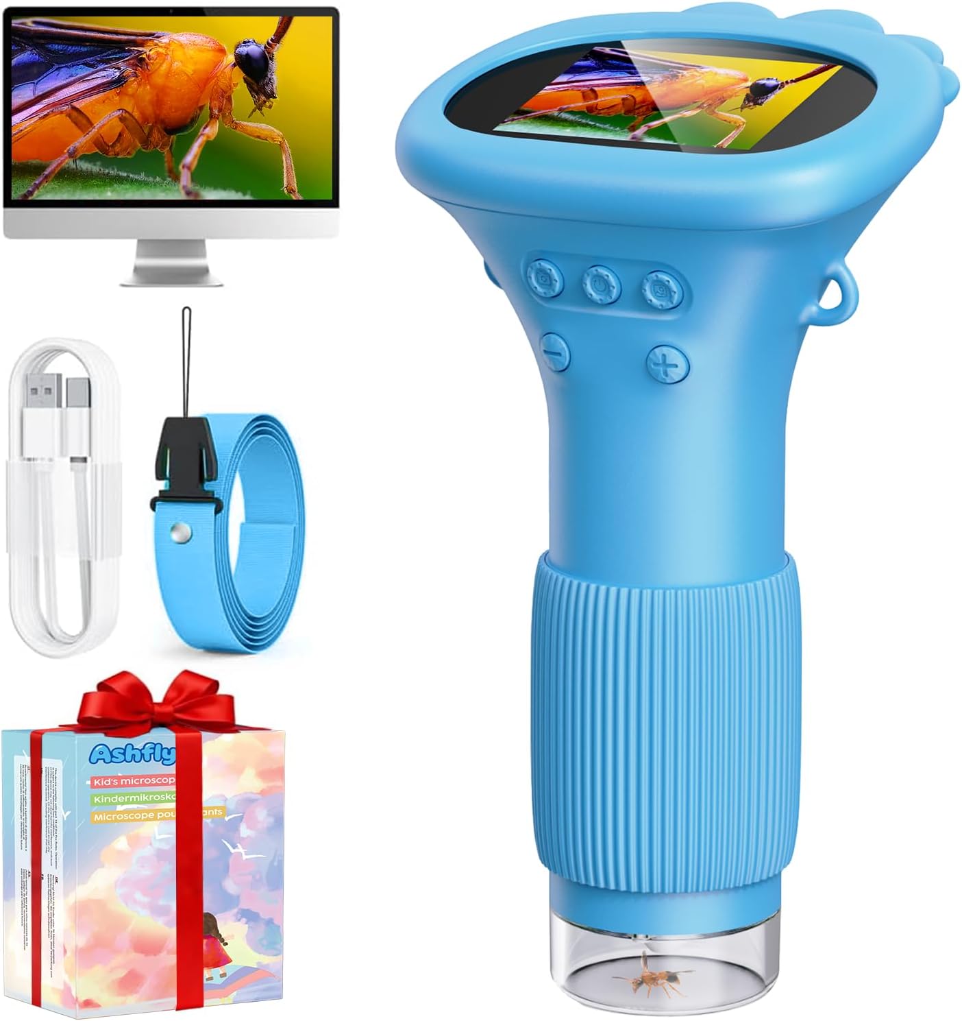 ashfly-kids-microscope-kindermikroskop-gelb-mit-display image 3