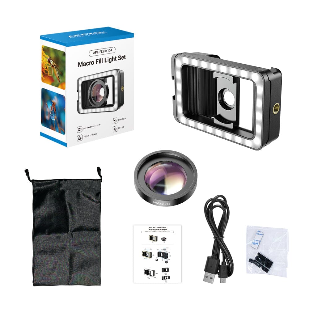 apexel-m15-makro-objektiv-mit-fill-light-aufhelllicht image 2